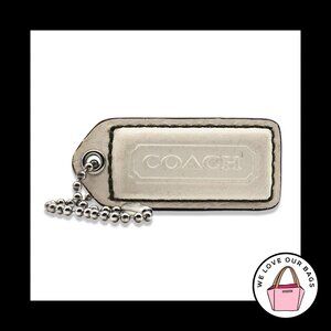2" Medium Y2K VINTAGE COACH Chalk White Leather Fob Bag Charm Keychain Hang Tag